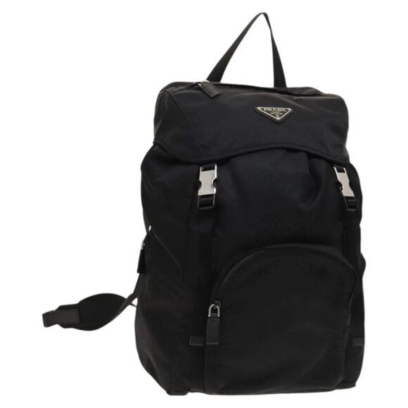 PRADA Backpack Nylon Black Silver Auth PP646 - Picture 1 of 16